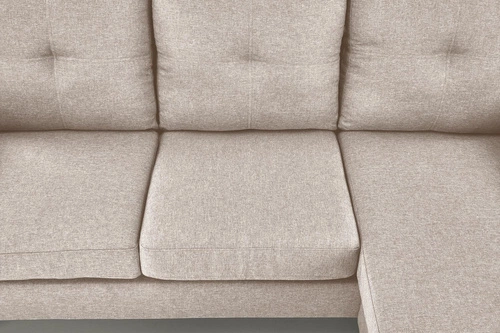 Sofa nierozkładana z podnóżkiem Kahs beżowa nowoczesna tapicerowana do salonu Intesi