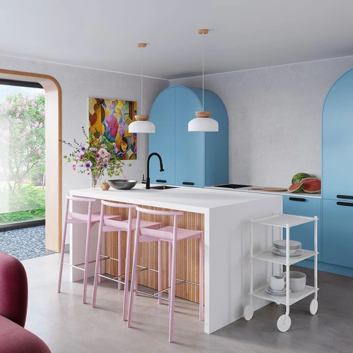 Lampa wisząca MARION biała skandynawska okrągła do salonu i jadalni drewno stal 130 cm