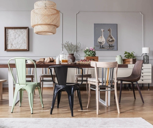 Krzesło metalowe Paris zielone inspirowane Tolix do jadalni i kuchni styl industrialny D2.DESIGN