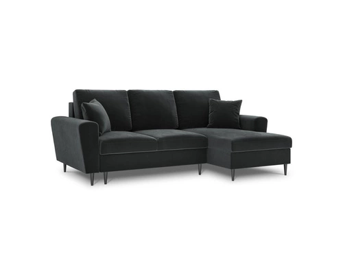 Narożnik z funkcją spania Moghan Dark Grey Velvet Prawostronna kolor nóg czarny