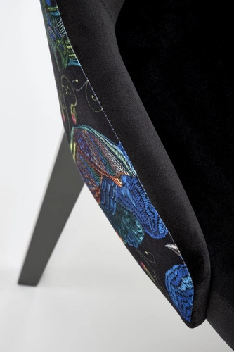 Krzesło do jadalni Arkansas czarne welurowe tapicerowane na drewnianych nogach nowoczesne Intesi