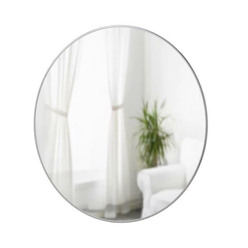 Lustro okrągłe wiszące Hubba 34 cm chrom nowoczesne do przedpokoju i salonu Umbra