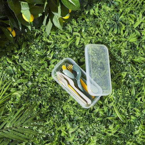 Intesi nowoczesny zestaw sztućców piknikowych z tworzywa na 4 osoby, 12 elementów, można myć w zmywarce