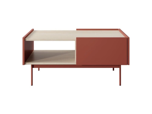 Stolik kawowy prostokątny Cashmer 97x65 cm z szufladami i półką nowoczesny do salonu