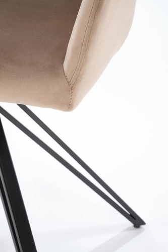 Krzesło tapicerowane welurowe Cretas Velvet Intesi obrotowe beżowe z podłokietnikami do jadalni