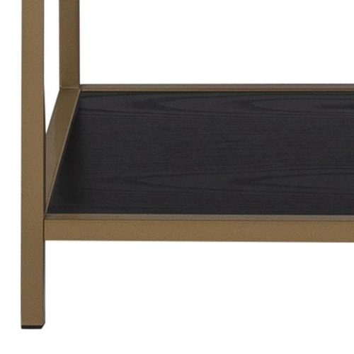 Regał metalowy Seaford II złoty czarny industrialny na książki do salonu Actona 77 cm