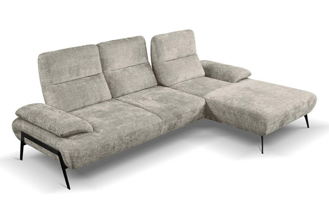 Narożnik do salonu Rasmus nowoczesny prawy z regulacją oparcia szary jasny Intesi