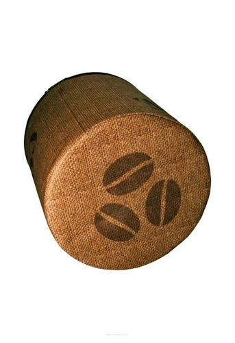 Pufa okrągła Espresso Intesi nowoczesna tapicerowana do salonu i sypialni brązowa 40 cm