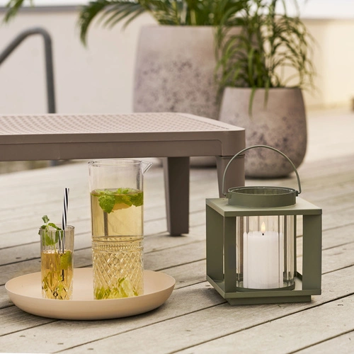 Lampion ogrodowy Lohals zielony szkło i metal dekoracyjny na taras i balkon
