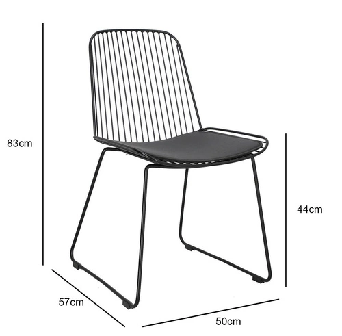 Krzesło Dill Intesi czarne metalowe z poduszką ekoskóra loftowe do jadalni i kuchni