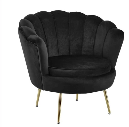 Fotel kubełkowy Korab VIC welur czarny glamour do salonu na złotych nogach Intesi