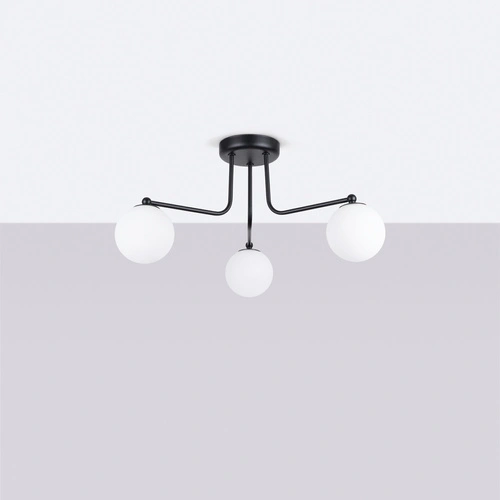 Żyrandol ASTRAL 3 czarny minimalistyczny szklane kule do salonu i jadalni SOLLUX