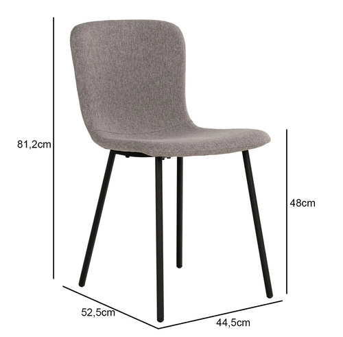 Krzesło Halden tapicerowane szare do jadalni i salonu nowoczesne na czarnych nogach Intesi