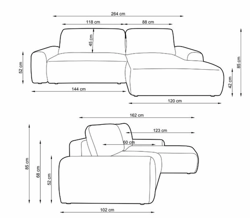 Narożnik z funkcją spania Domle prawy biały sztruksowy nowoczesny do salonu z pojemnikiem