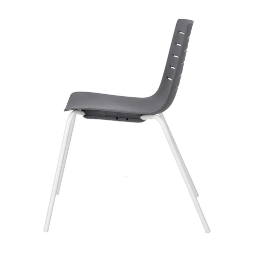 Krzesło Skin Resol nowoczesne szare do jadalni i kuchni sztaplowane z podłokietnikami