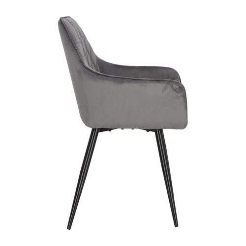 Krzesło tapicerowane welur szare Pico Intesi do jadalni z podłokietnikami nowoczesne