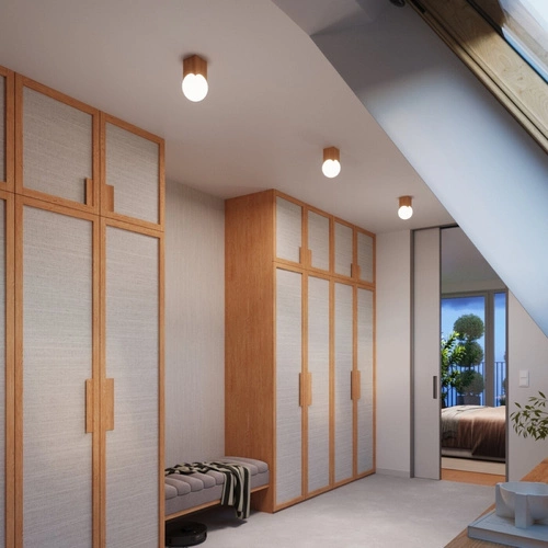 Plafon sufitowy SOLIS nowoczesny drewniany biały do salonu i sypialni 12 cm SOLLUX