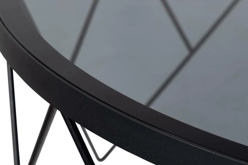 Stolik kawowy Halstow okrągły 80 cm szklany czarny loftowy do salonu Actona