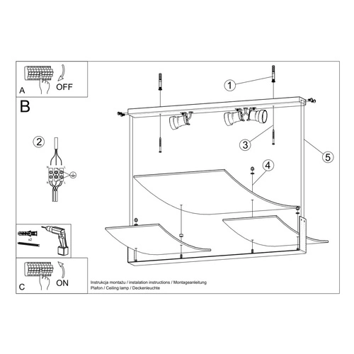 Plafon sufitowy Celia biały nowoczesny szklany do salonu, kuchni i sypialni 61 cm