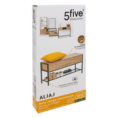 Ławka do przedpokoju Aliaj loftowa ze schowkiem na buty naturalna 5five simply smart