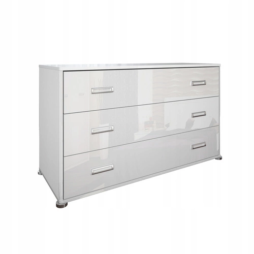 Komoda Bella biała połysk 130 cm nowoczesna z szufladami do sypialni Intesi