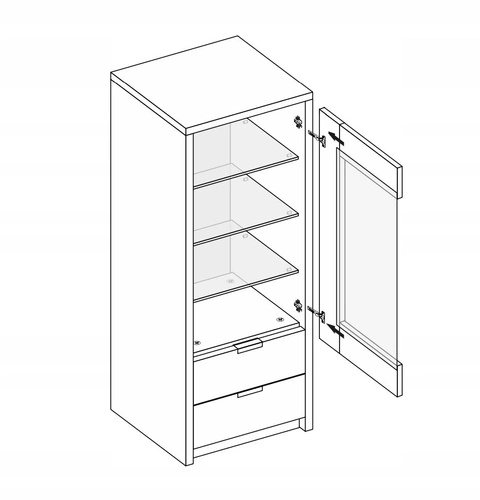 Witryna biała szklana Merle Intesi nowoczesna do salonu na książki 60 cm