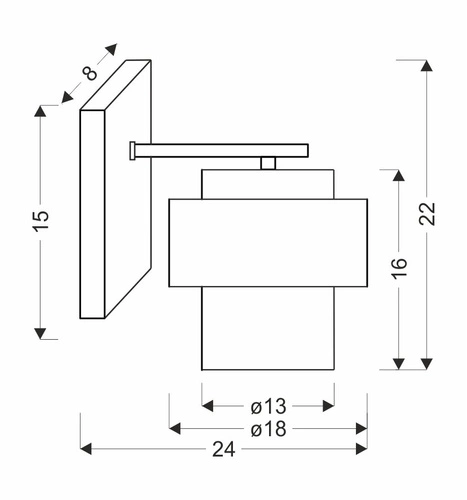 Kinkiet ścienny Spiega nowoczesny czarny z mosiężnym akcentem i dymionym kloszem do salonu