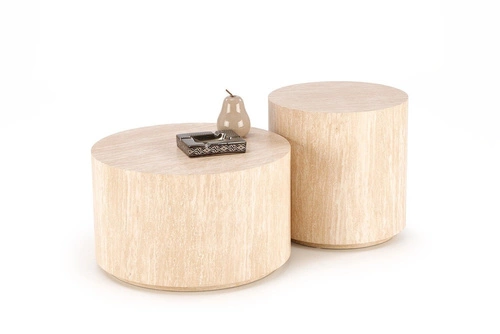 Stolik kawowy Travertino okrągły mały 45 cm nowoczesny do salonu w kolorze trawertyn Intesi