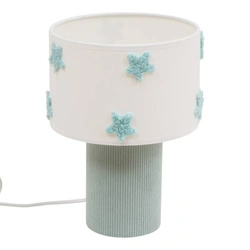 Niebieska lampka nocna Sea 28 cm do sypialni z abażurem