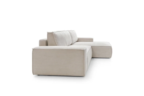 Narożnik z funkcją spania Molde M prawy beżowy nowoczesny z pojemnikiem do salonu Intesi