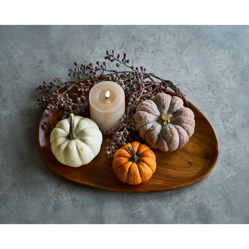 Taca drewniana owalna z akacji House Nordic do serwowania kawy 28x39 cm