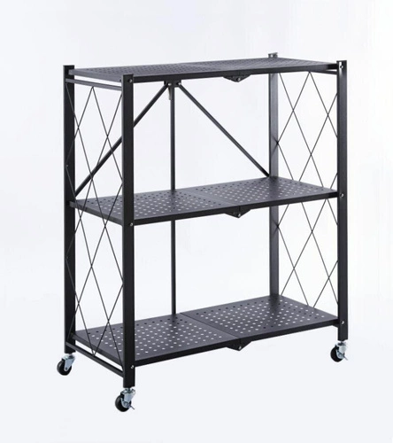 Regał metalowy na kółkach Eamy czarny 3 półki nowoczesny do gabinetu lub kuchni Intesi