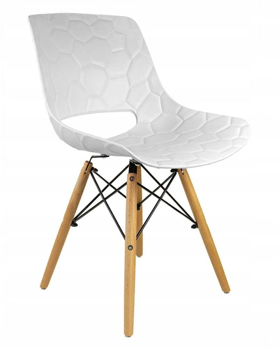 Zestaw 2 krzeseł Tortuga białe skandynawskie do jadalni z drewnianymi nogami Intesi