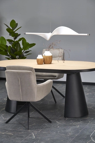 Stół rozkładany do jadalni Ardel owalny nowoczesny naturalny blat czarne nogi 180-240 cm