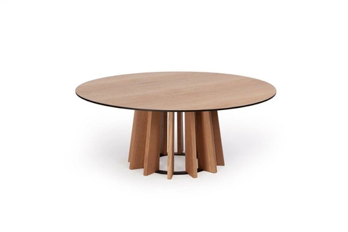 Stolik kawowy TAVLE okrągły dębowy skandynawski do salonu 100 cm NORDIFRA