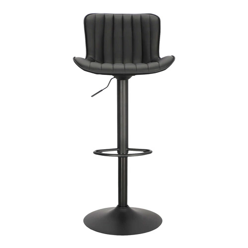 Hoker Tessa czarny nowoczesny z oparciem, regulowany, obrotowy do kuchni i wyspy, ekoskóra Intesi