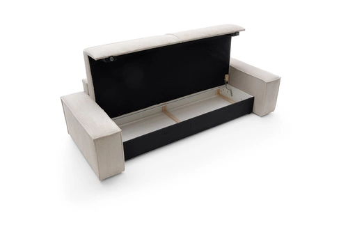 Sofa rozkładana Molde sztruks beżowy 3-osobowa z pojemnikiem do salonu