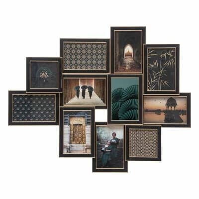 Multiramka na zdjęcia Flavie Atmosphera czarna złota wisząca nowoczesna ramka na 11 zdjęć