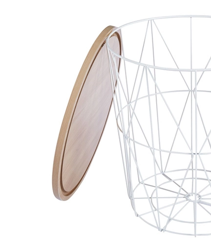 Stolik kawowy Salvatore okrągły 42 cm skandynawski drewniany biały do salonu Intesi