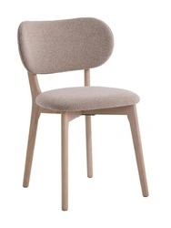 Krzesło tapicerowane do jadalni Stilo beżowe z dębowymi nogami