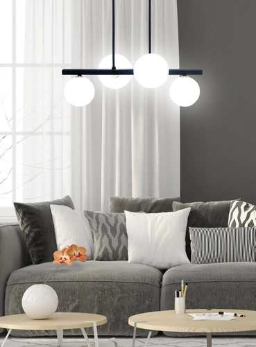 Lampa wisząca Kama lampa wisząca czarny+złoty 4x28W G9 klosz biały