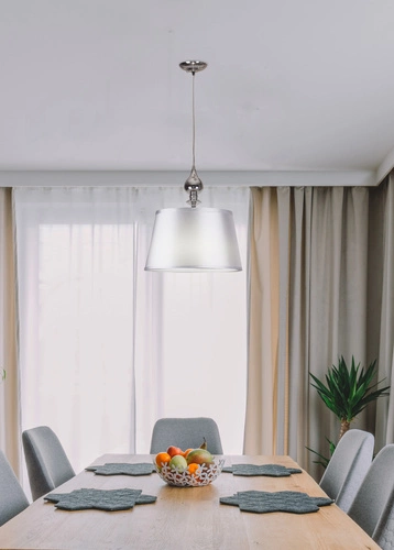 Lampa wisząca Prima srebrna do salonu i jadalni nowoczesna lampa nad stół 35 cm