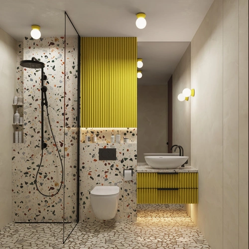 Kinkiet ZORI żółty IP44 nowoczesny szklany do łazienki i przedpokoju