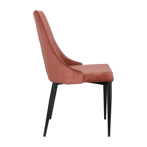 Krzesło Magnat różowe tapicerowane welur glamour na czarnych metalowych nogach do jadalni Intesi