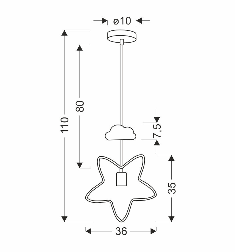 Lampa wisząca Single sc 1x20W E27 iq kids czarny+biały