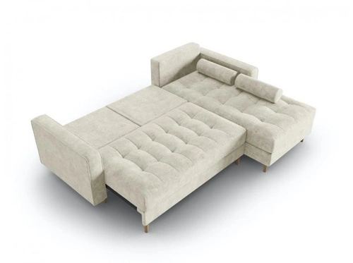 Narożnik z funkcją spania Gobi Beige Structured Fabric prawostronny