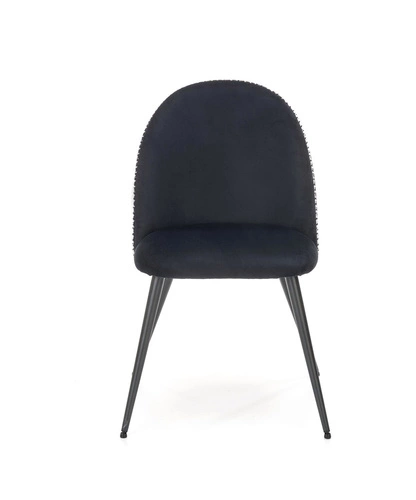 Krzesło tapicerowane Malva pepitka czarne białe welur do jadalni nowoczesne Intesi