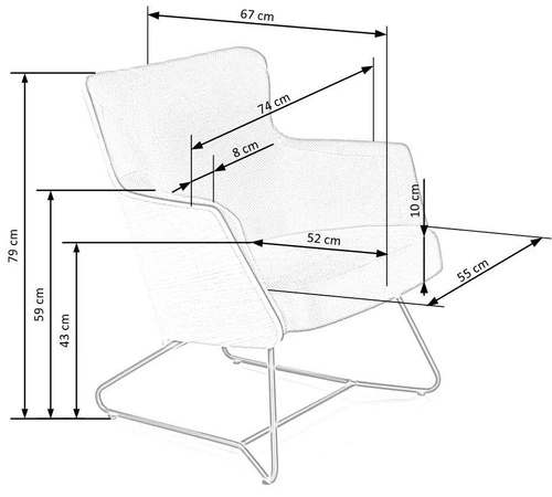 Fotel tapicerowany Calderon szary orzech na płozach do salonu nowoczesny industrialny Intesi