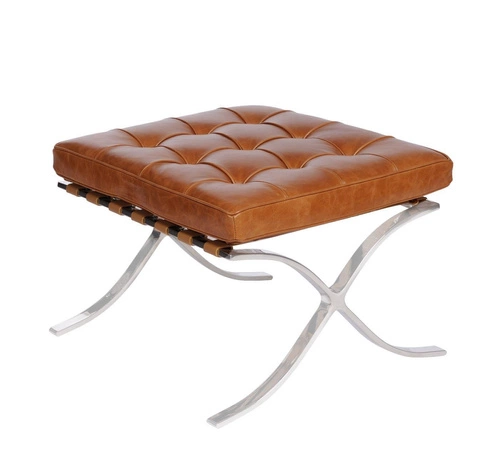 Fotel wypoczynkowy BA1 inspirowany Barcelona skórzany z podnóżkiem do salonu vintage