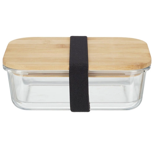 Lunch box szklany śniadaniówka z bambusową przykrywką